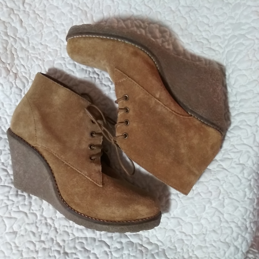MANTARAY TAN Brown SUEDE ANKLE BOOTS SIZE 7 uk40 Bootie Chakra Euc Mild Ware